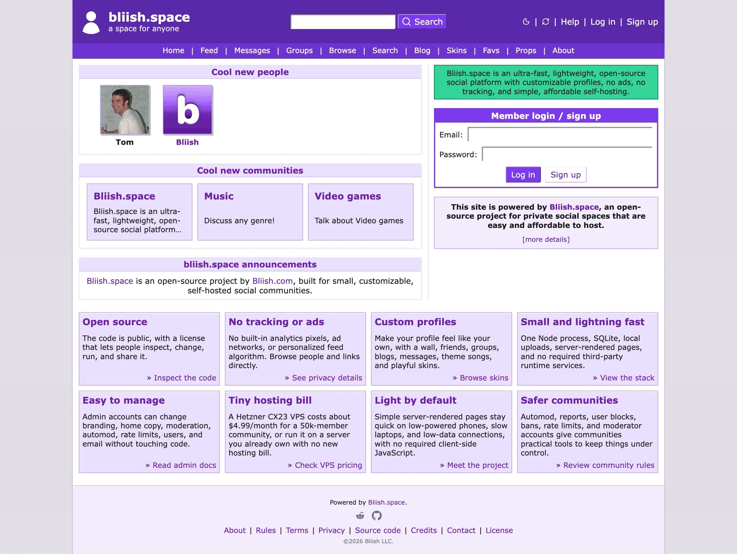 Bliish.space screenshot
